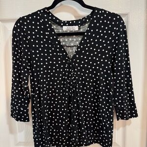 Ava Sky Black and White Polka Dot Blouse